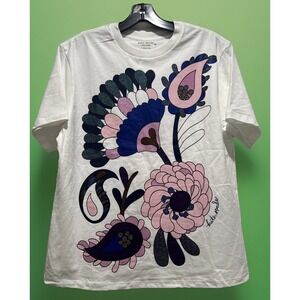 Kate Spade New York Embellished Autumn Paisley Art T Shirt Size Small Top Rare